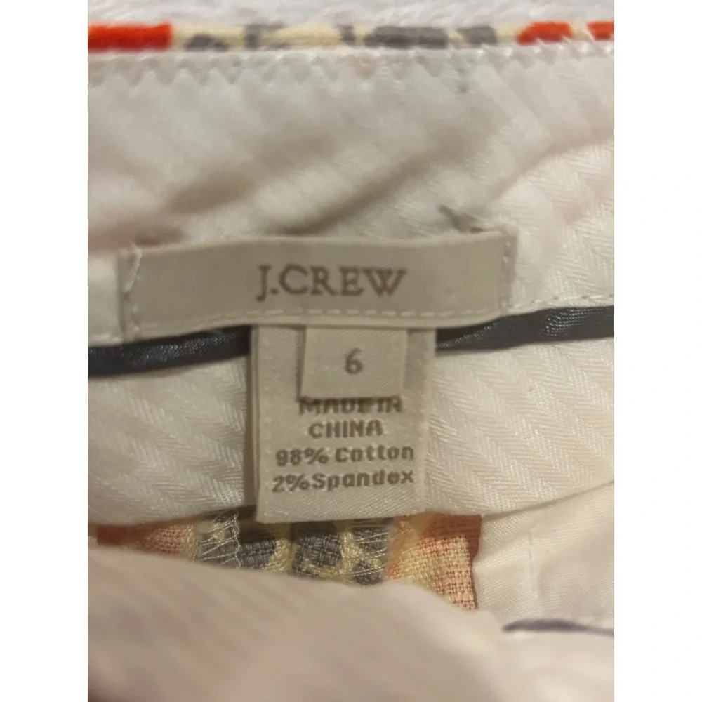 J.Crew Shorts Women's 6 Orange Gray‎ Leaf Boho Resort Beach Preppy Chino Summer